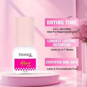 TDANCE glue texture droplet demonstrating viscosity for fast bonding benefit