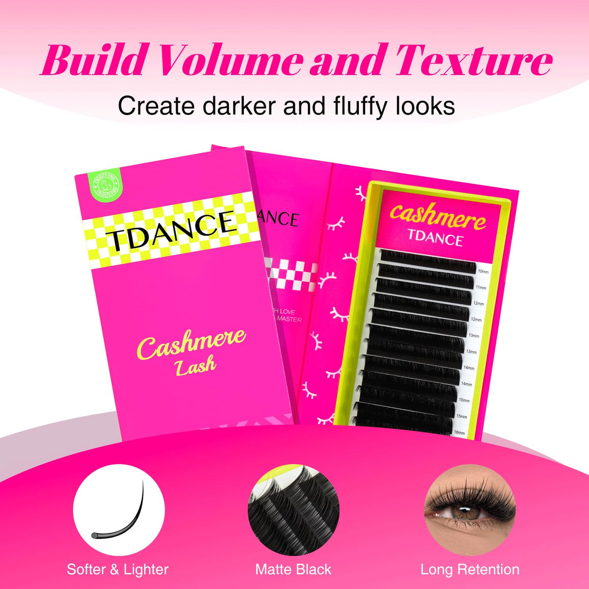 TDANCE created volume fans on pad showing easy fanning and consistent retention