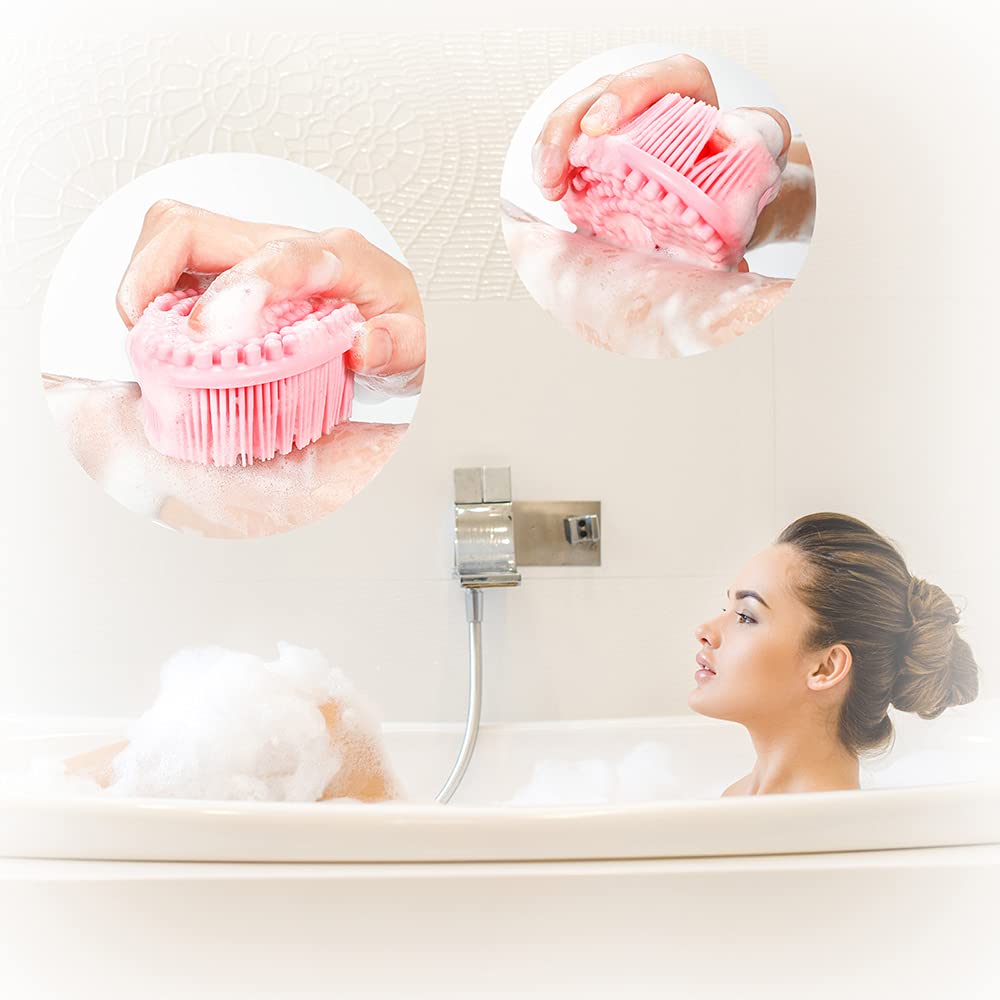 TDHDIKE scrubber in shower being used to cleanse skin showing effective cleaning benefit