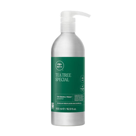 Tea Tree aluminum bottle front showing label and durable design for reuse