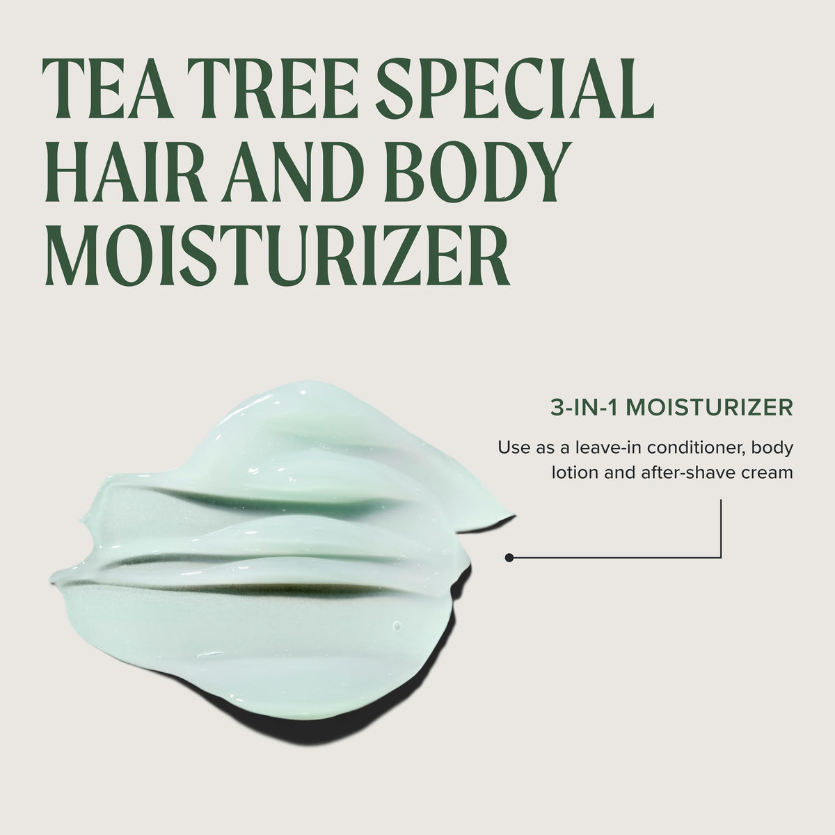 Tea Tree back label with ingredients and directions, clear product information benefit