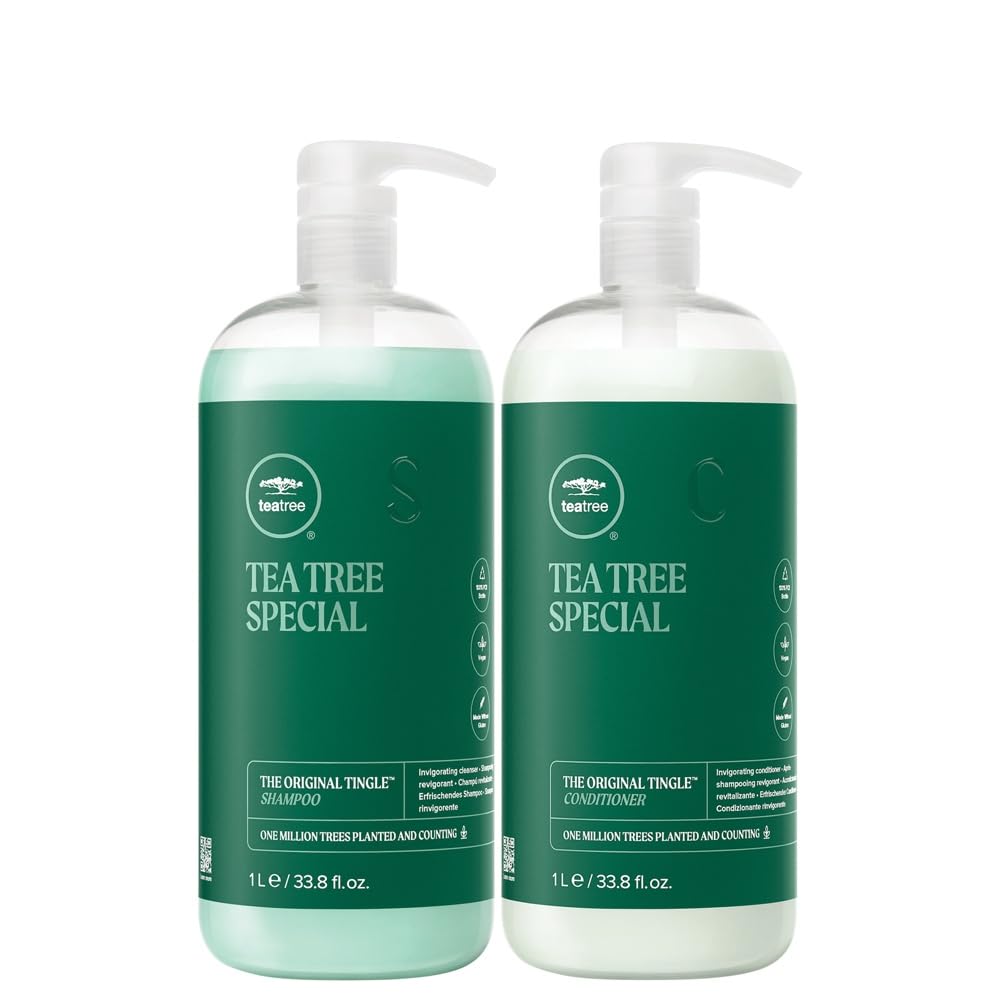 Tea Tree duo front packaging showing salon-size bottles and botanical branding for long-lasting supply