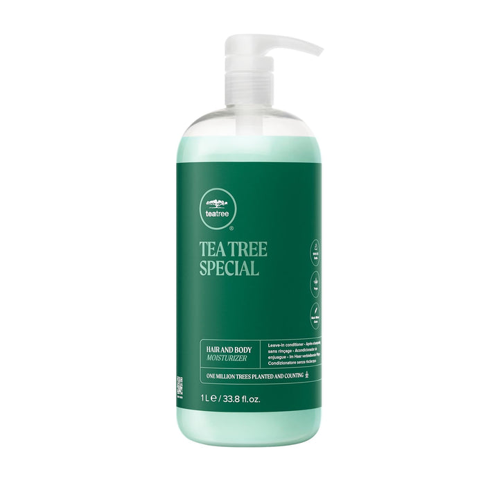 Tea Tree front bottle showing brand and 33.8 fl oz size, refreshing hydration benefit