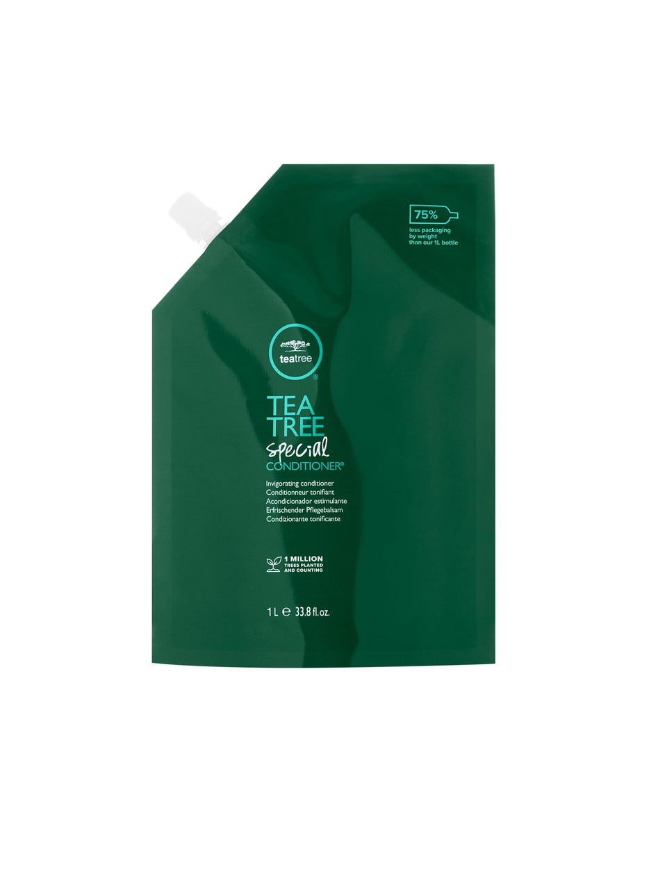 Tea Tree pouch front view showing brand and refill benefit