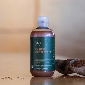 Tea Tree shampoo in shower use providing invigorating tingle and scalp clarity
