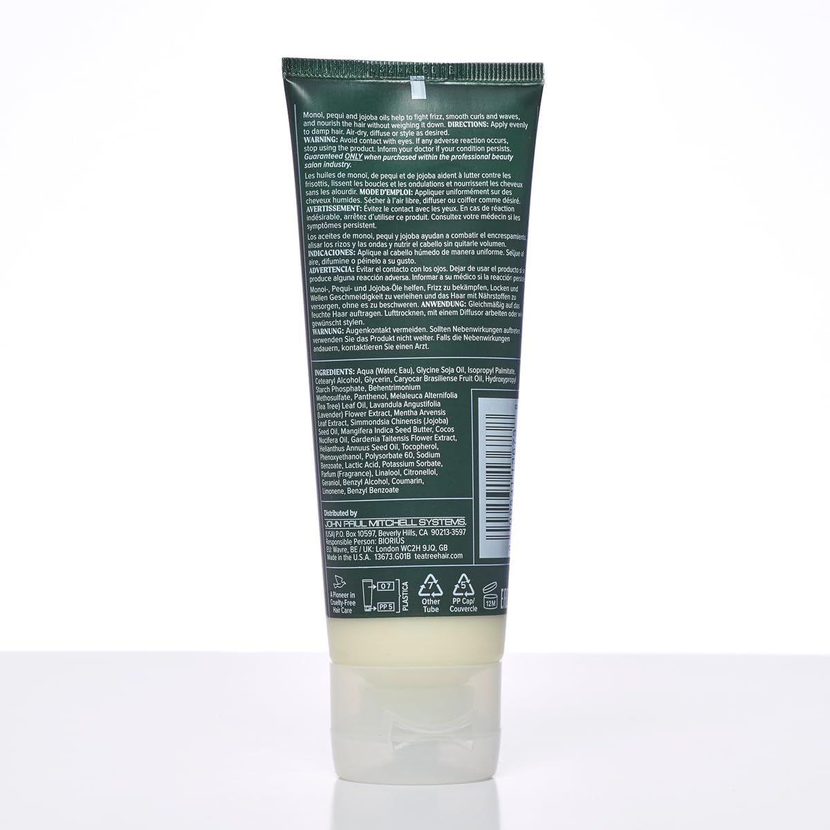 Tea Tree on bathroom shelf lifestyle shot conveying salon-quality home care