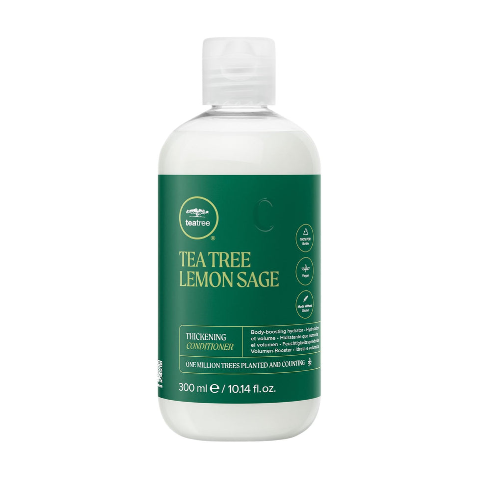 Tea Tree front bottle view showing label and size with volumizing benefit