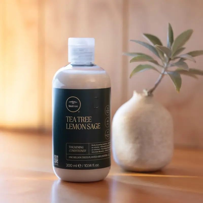 Tea Tree size comparison with common bottle to show the 33.8 fl oz value and refill benefit