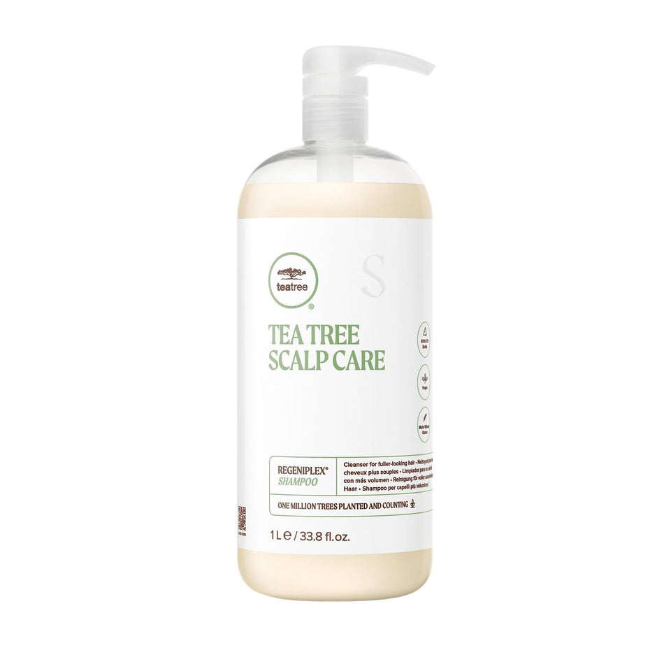 Tea Tree Regeniplex front bottle showing product and size, promotes fuller-looking hair