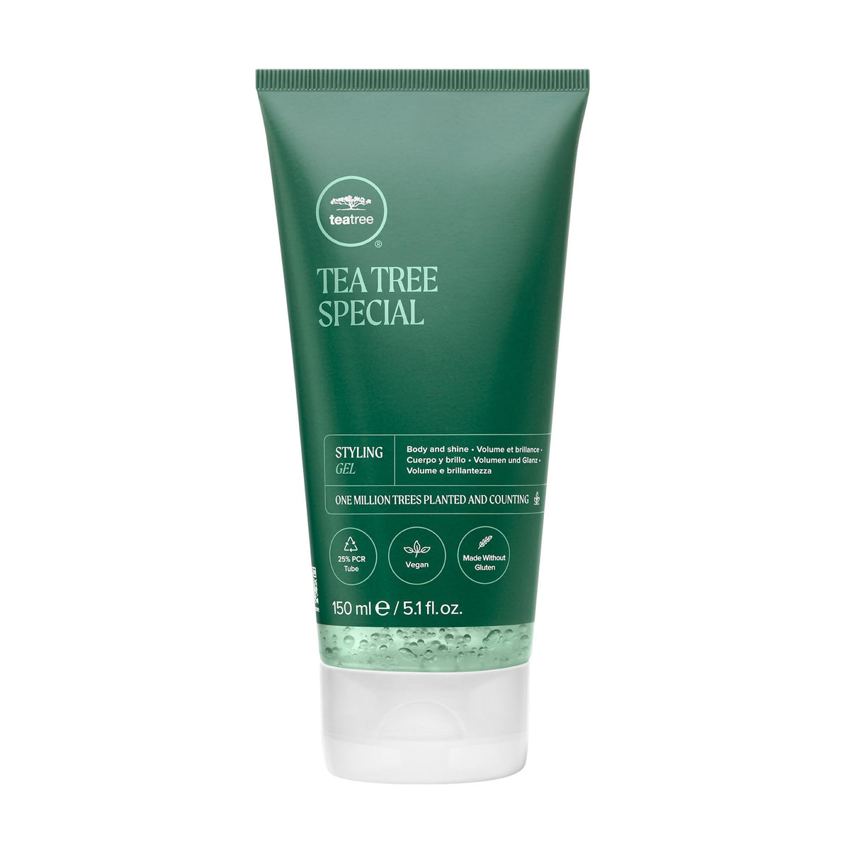 Tea Tree front packaging showing bottle and label with styling benefits