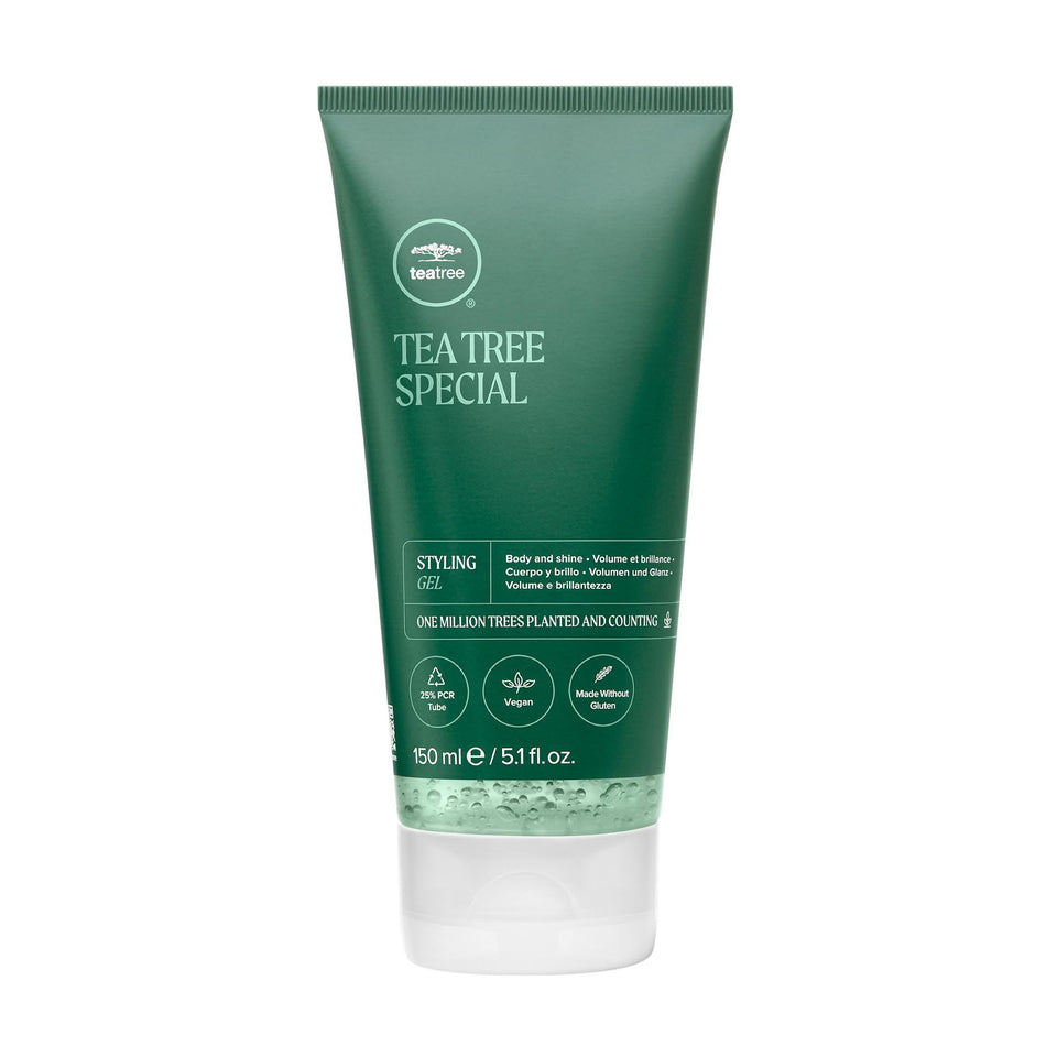 Tea Tree front packaging showing bottle and label with styling benefits
