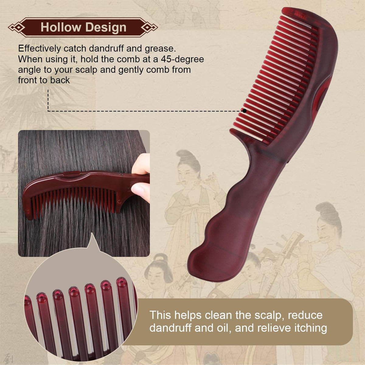 TEAWOO comb held in hand demonstrating compact size and easy grip