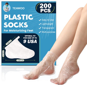 TEAWOO front packaging showing 200-count foot covers, convenient bulk supply