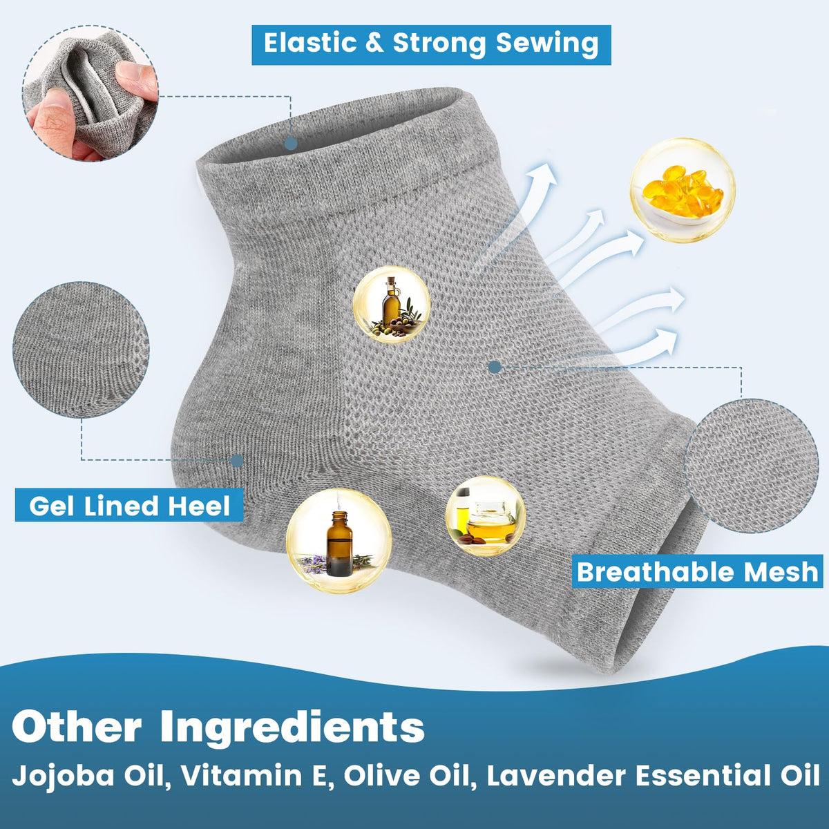 TEAWOO heel sock inside shoe reducing friction and protecting heels