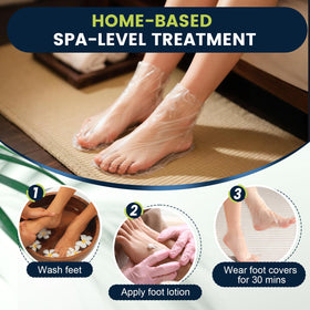 TEAWOO foot cover in use during at-home pedicure, reduces mess and cleanup