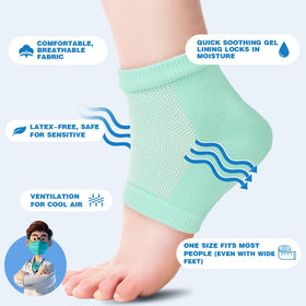 TEAWOO person wearing heel socks at home demonstrating protective cushioning