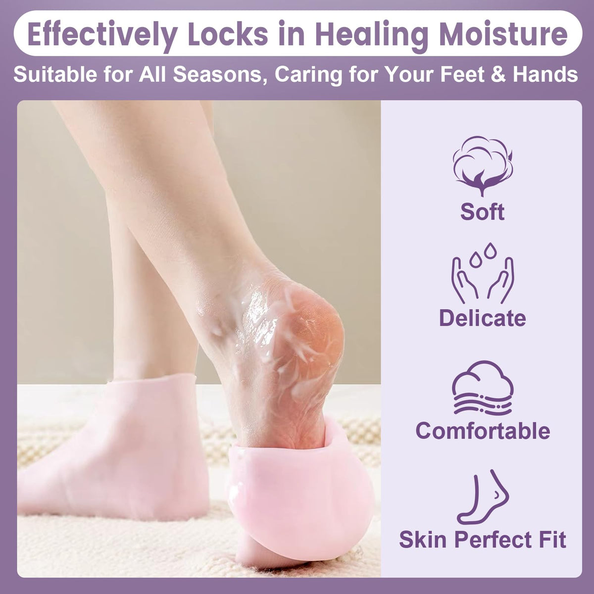 TEAWOO gloves on hands during treatment, improves hand softness and hydration
