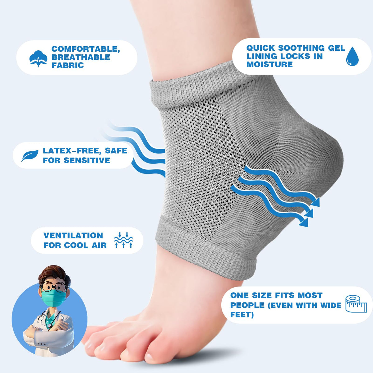 TEAWOO sock beside ruler showing size fit for most adult feet
