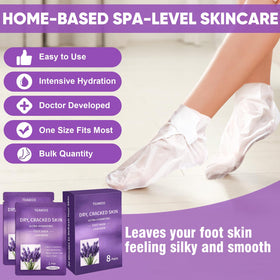 TEAWOO foot mask worn to show size comparison and universal fit benefit