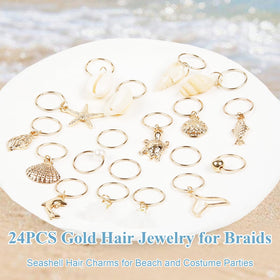 TEBIEKOY braided updo with charms styled for a seaside event or photoshoot