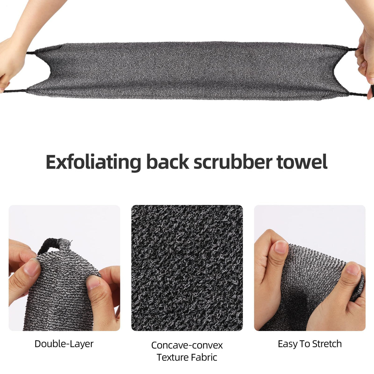 Tecbeauty scrubber beside ruler showing 21.3 x 7.9 inches surface and extended reach
