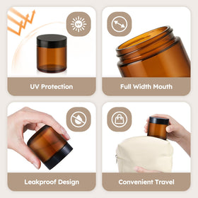 Tecohouse jars filled with creams illustrating travel-ready cosmetic storage