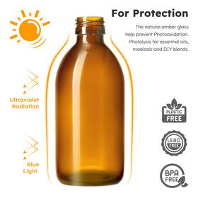 Tecohouse amber glass texture close-up protecting light-sensitive liquids