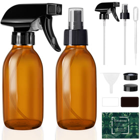 Tecohouse amber bottle front view showing label space and secure nozzle, protects oils