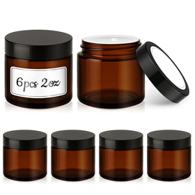 Tecohouse front view of six amber 2oz jars showing tidy packaging and compact storage benefit