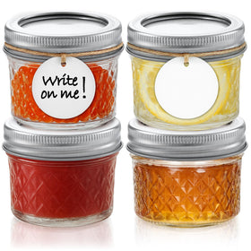 Tecohouse front view of four 4 oz mason jars showing classic design and versatility