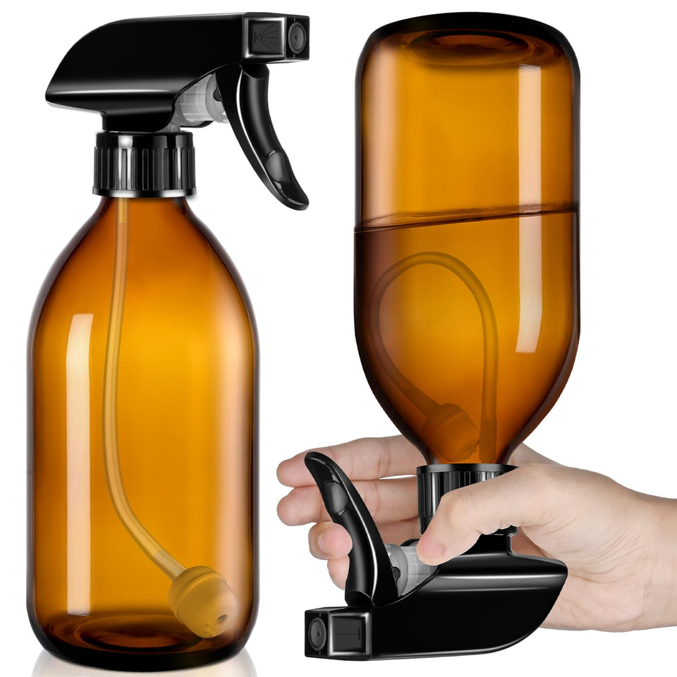 Tecohouse front view amber bottles showing durable glass and refillable benefit