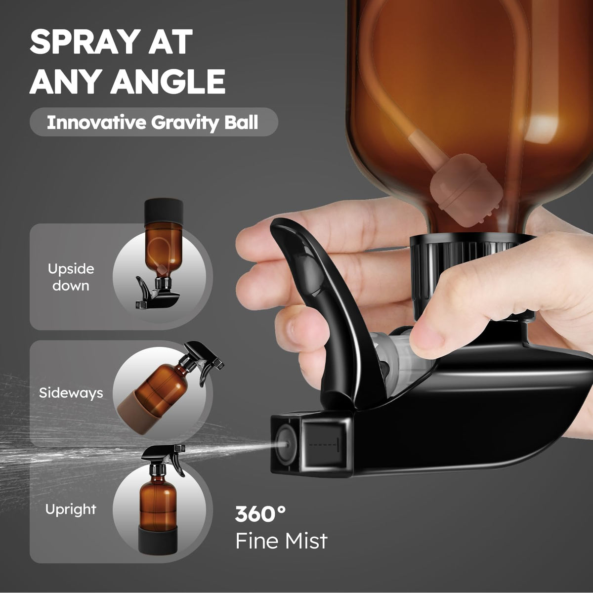 Tecohouse close-up of adjustable 3-way nozzle, clear view of mist and stream settings