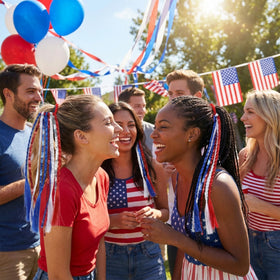 Tedercle lifestyle image at a parade showing patriotic look and visible color impact