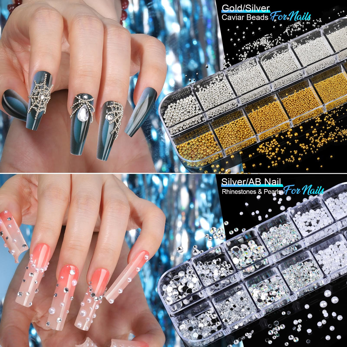 Teenitor 3D flower charms close-up showing layered petals for romantic textured nails