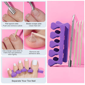 Teenitor application demo of a toe press-on being fitted for salon-style results