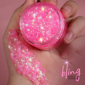 Teenitor gel applied on cheek showing long-lasting festival sparkle