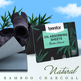 Teenitor blotting sheet in use on forehead absorbing oil quickly without smudging makeup
