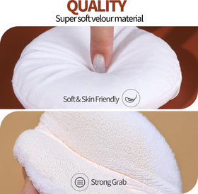 Teenitor puff applying body powder on leg for smooth, even finish