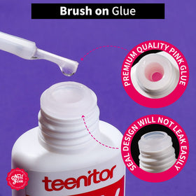 Teenitor brush applicator close-up demonstrating precise glue placement benefit