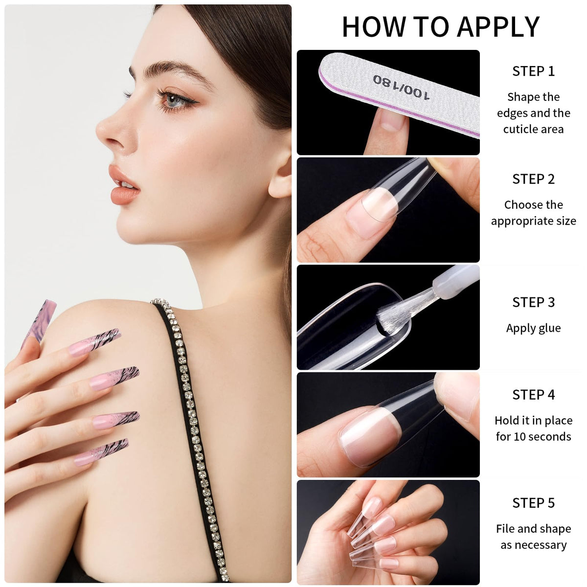 Teenitor brush-on glue bottle close-up offering fast-drying adhesive benefit