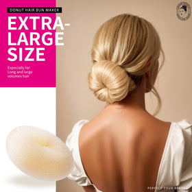 Teenitor finished extra-large bun on model, adds instant volume and polish