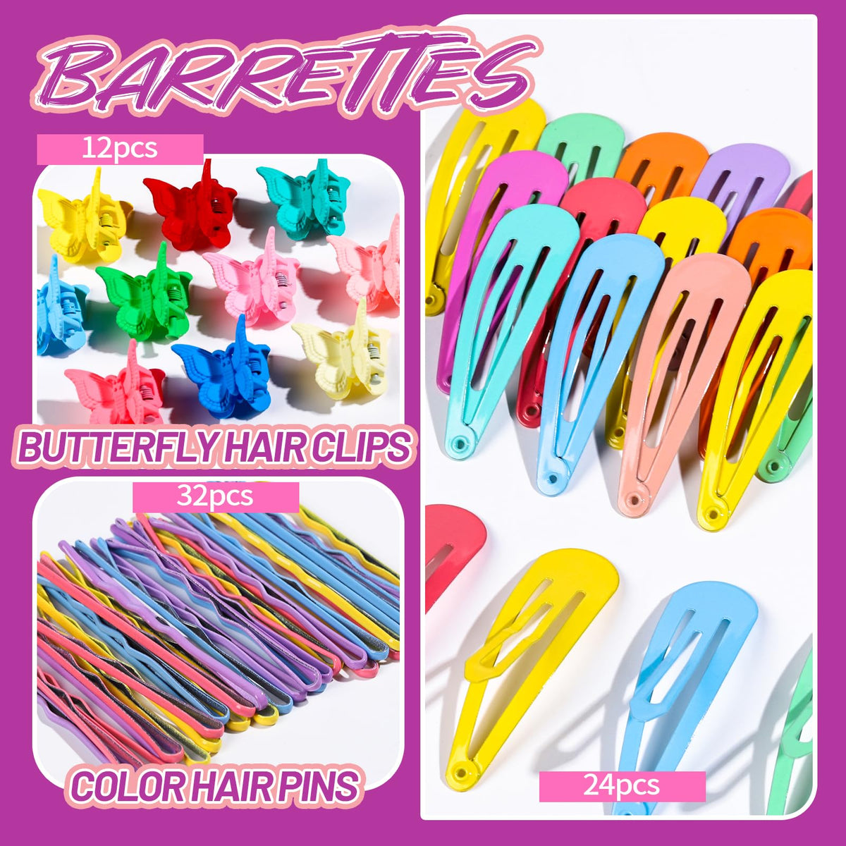 Teenitor assortment of butterfly clips and barrettes adding decorative flair