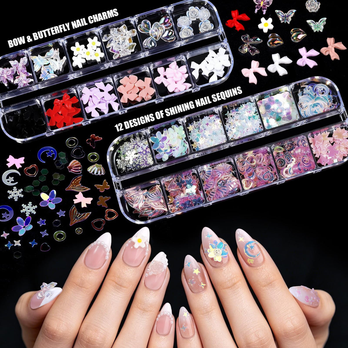 Teenitor assortment of charms and rhinestones adding sparkly decorative options