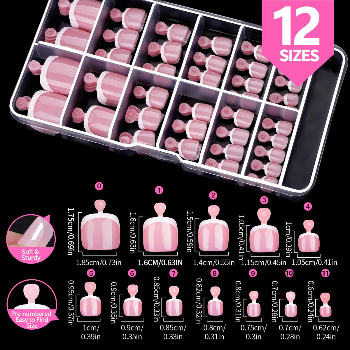 Teenitor close-up of pink French tip glossy finish for natural look