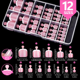 Teenitor close-up of pink French tip glossy finish for natural look