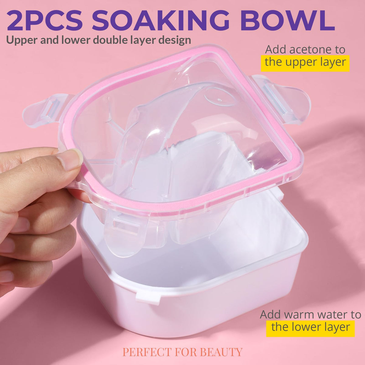 Teenitor close-up of double-layer acetone-proof soak bowl showing quicker soak performance