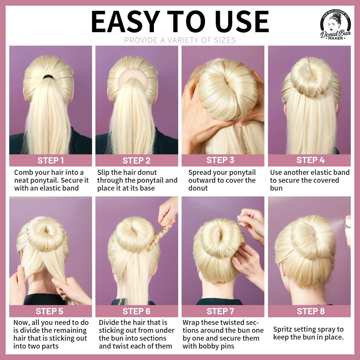 Teenitor extra-large donut creating voluminous bun on long hair, dramatic look benefit