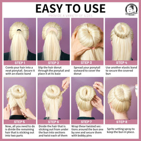 Teenitor extra-large donut creating voluminous bun on long hair, dramatic look benefit