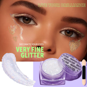 Teenitor applied on cheekbone demonstrating bright festival shimmer and easy blending