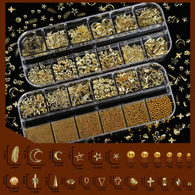 Teenitor display of flat-back pearls and gems, showing size range and versatility
